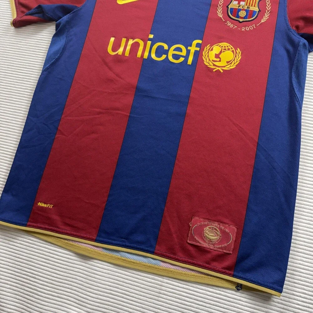 FC Barcelona Jersey 2007 Mens Medium Blue Red Soccer Nike UNICEF Camp Messi 19